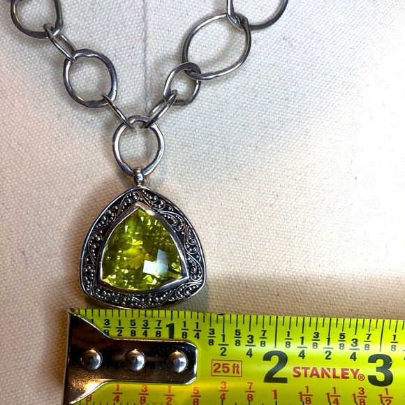 LOIS HILL Yellow Topaz Trillion Cut Sterling Silver Pendant Open Link Necklace - Picture 16 of 17